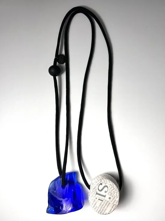 MARIA CALDERARA SS 24 Paper Mache/Cobalt Blue Murano Glass Necklace NWT - Picture 7 of 8